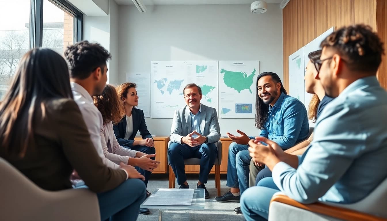 Discussing aspirations for an Ideal career in a vibrant counseling session with a career coach.