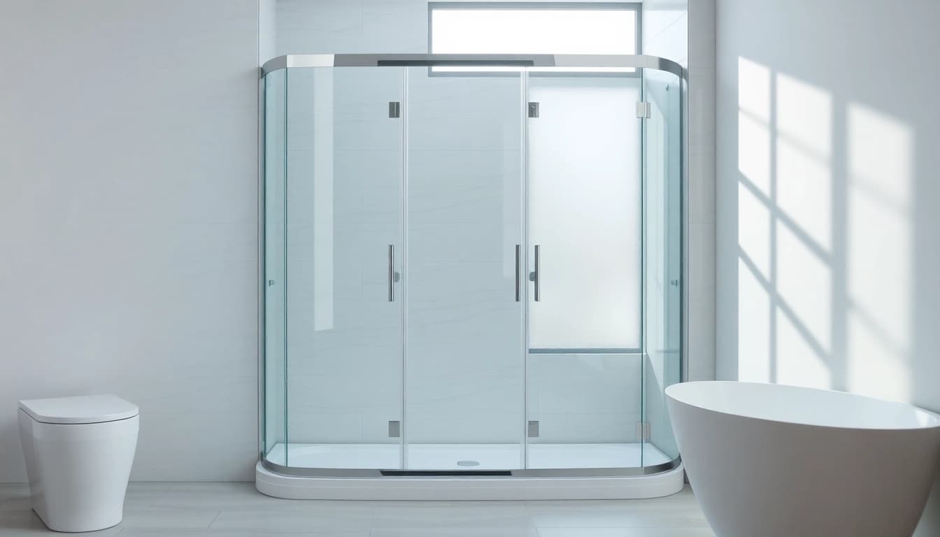 Sicht auf die sonni Duschkabine 90x90, modernes Design mit klaren Linien und eleganten Armaturen.