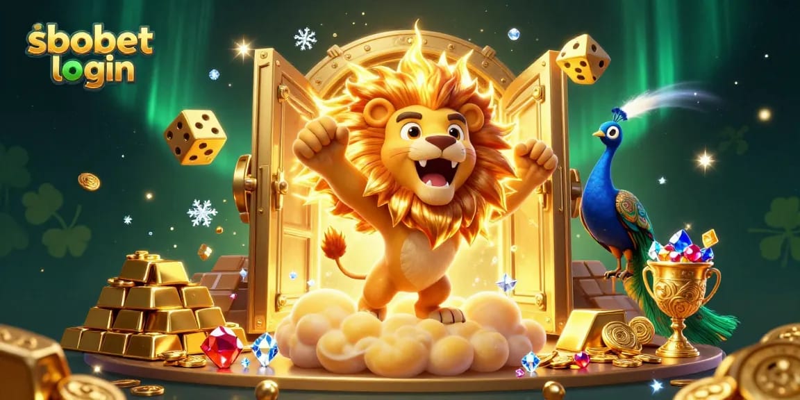 Experience sbobet login with vibrant casino action featuring gold dice and treasure.