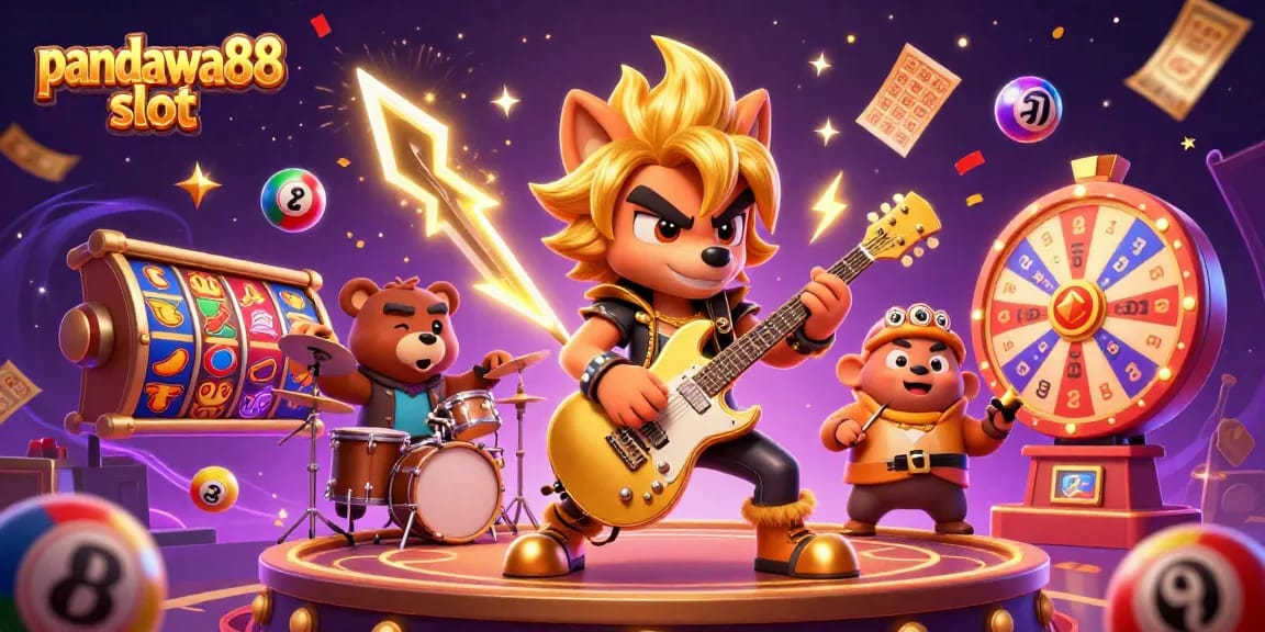Experience the excitement of pandawa88 slot with vibrant gaming elements and energetic characters in a casino scene.