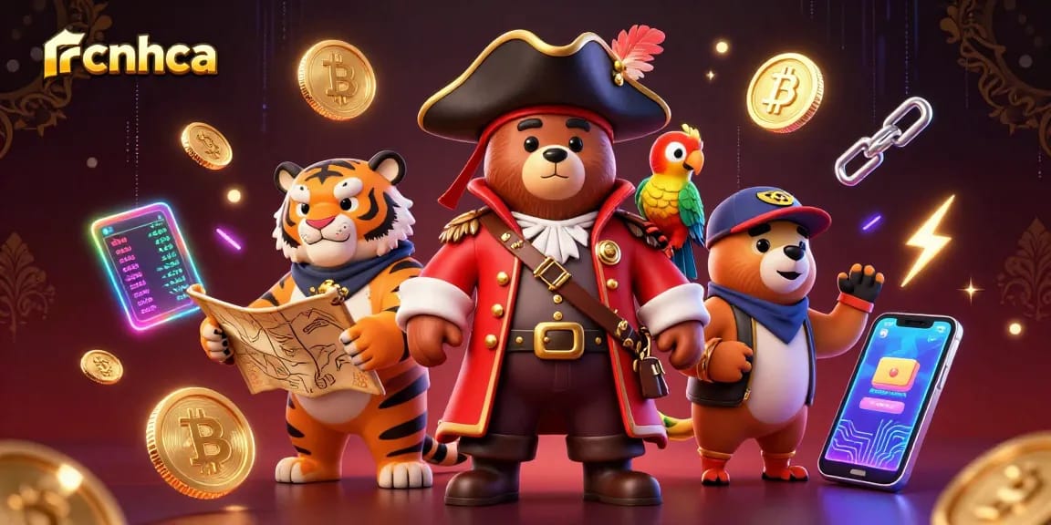 Play at the stunning "rcnhca" pirate-themed casino with glowing cryptocurrency and gaming excitement.