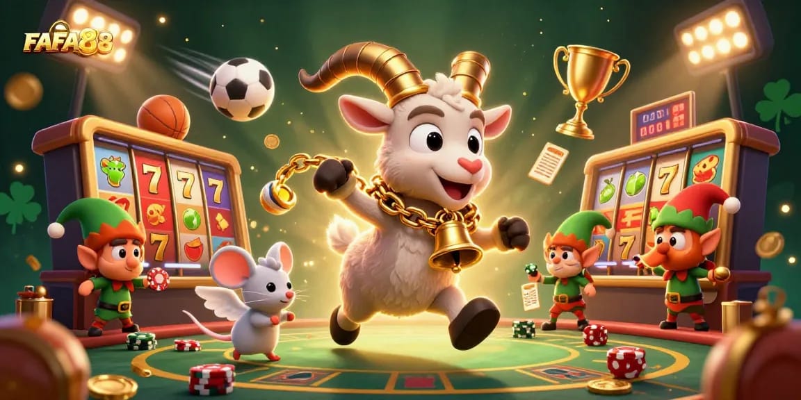 Join the FAFA828 holiday-horror casino adventure with Krampus, angel mouse, and mischievous elves!