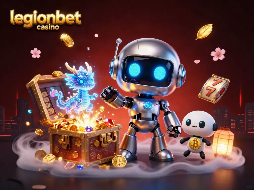 Win big at legionbet casino in this vibrant 3D digital scene filled with gaming excitement.