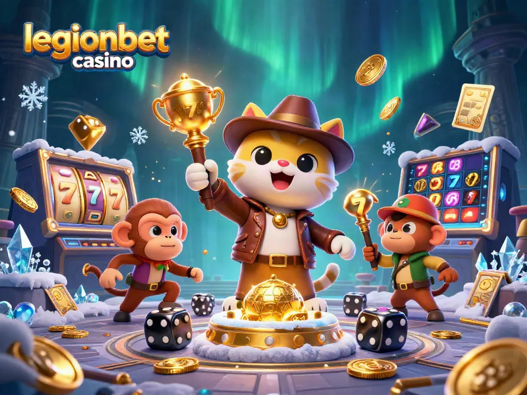 Experience thrills at LegionBet Casino with vibrant slots and dynamic gameplay illustration.