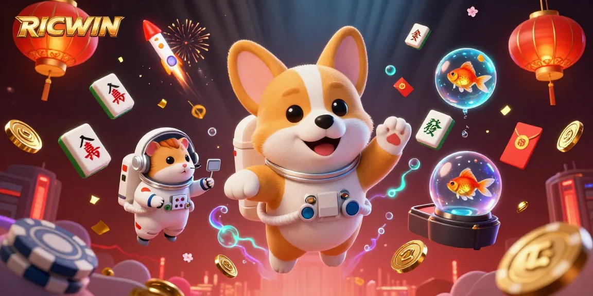 Play and win at RICWIN with an exciting 3D casino-themed digital illustration