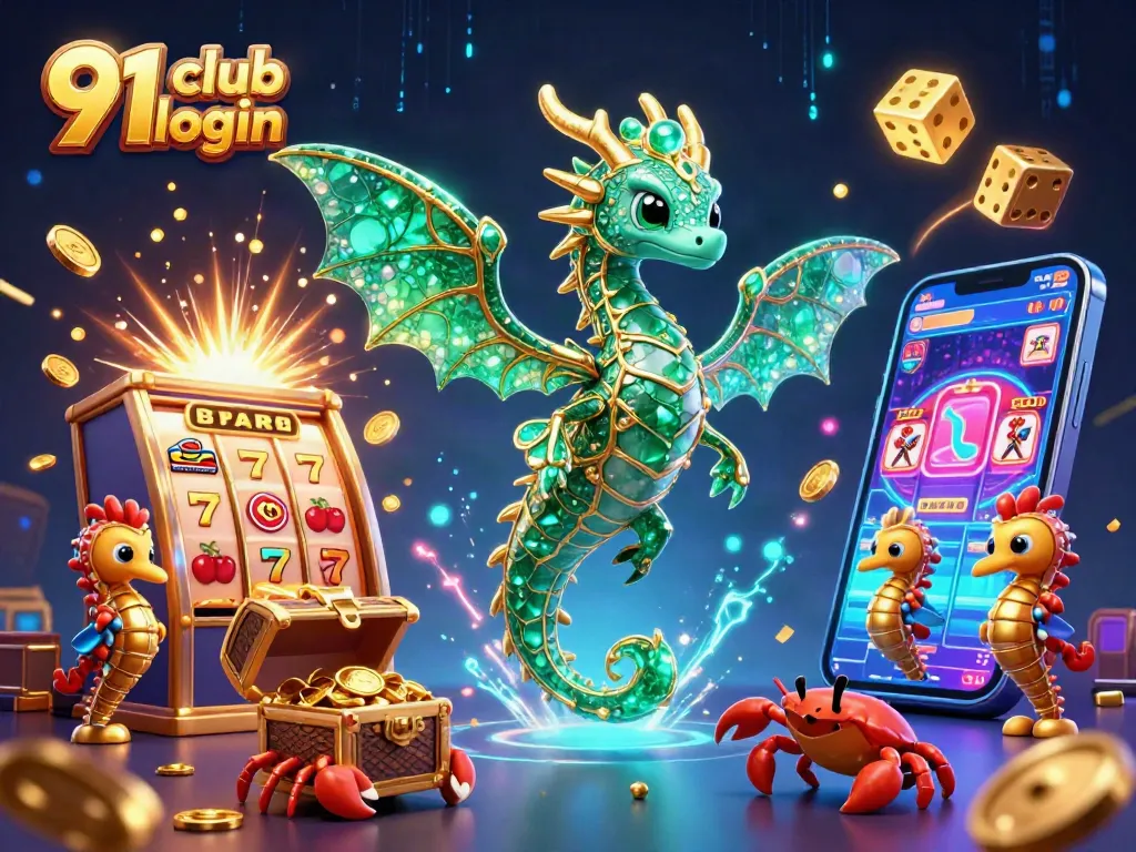 Experience the thrill of 91 club login with exciting casino action illustrated in a vibrant scene.