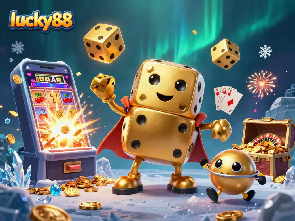 Spin and win big with lucky88 slots in this dynamic casino illustration bursting with action.