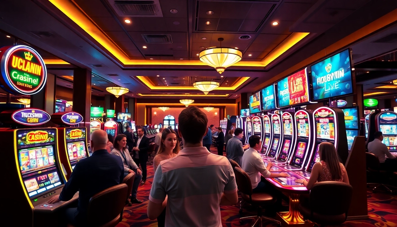 Experience the vibrant atmosphere at luck8win.live with players enjoying engaging games in a luxurious casino setting.