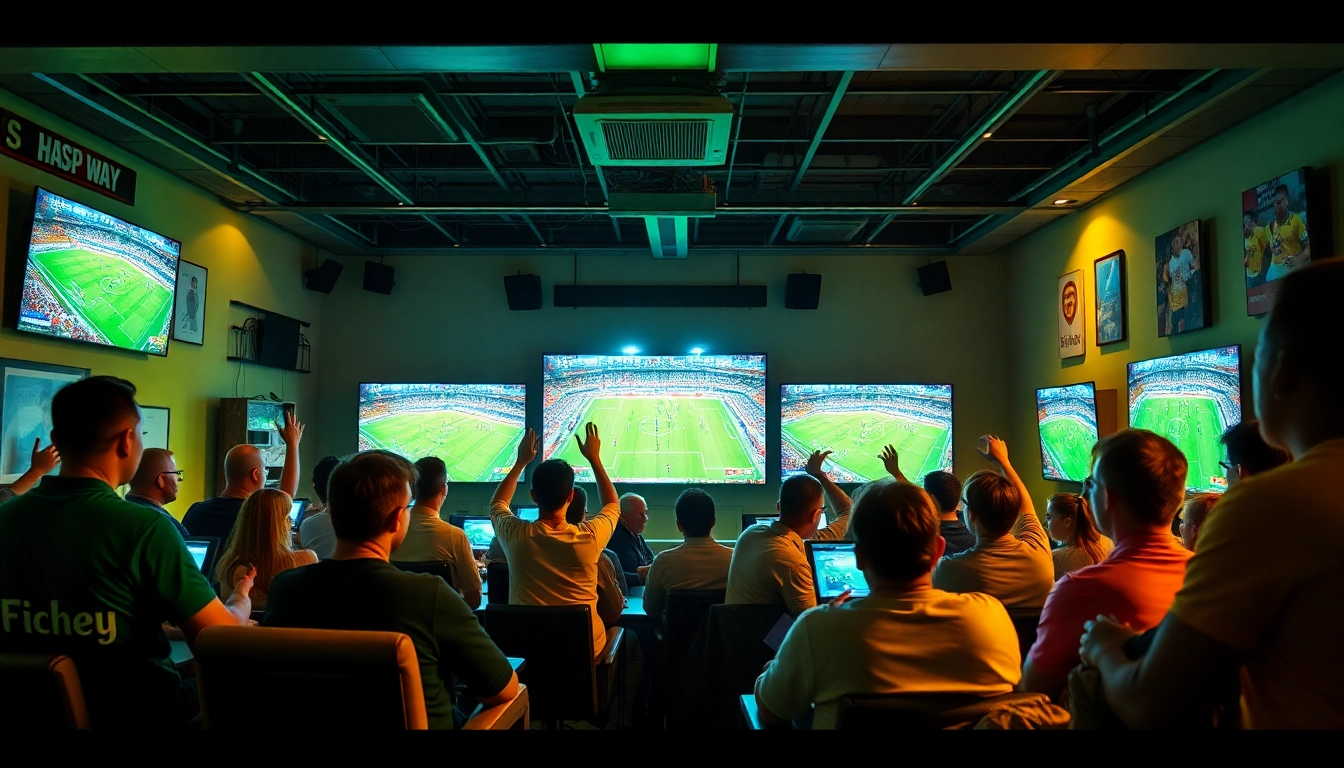 Exciting live football streaming experience on joemadfan.com with diverse fans and vibrant atmosphere.