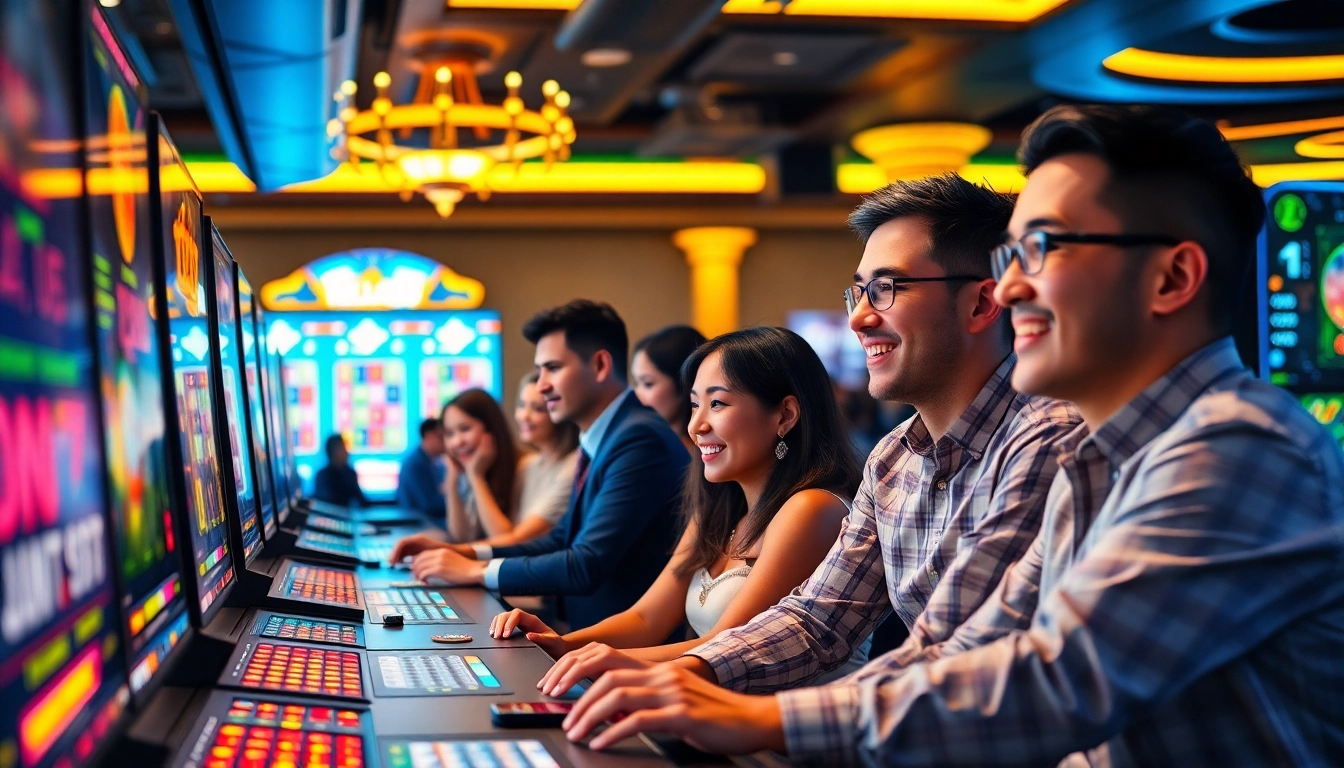 Engaging online gambling scene at hello88win.live featuring diverse players enjoying slots and sports betting.