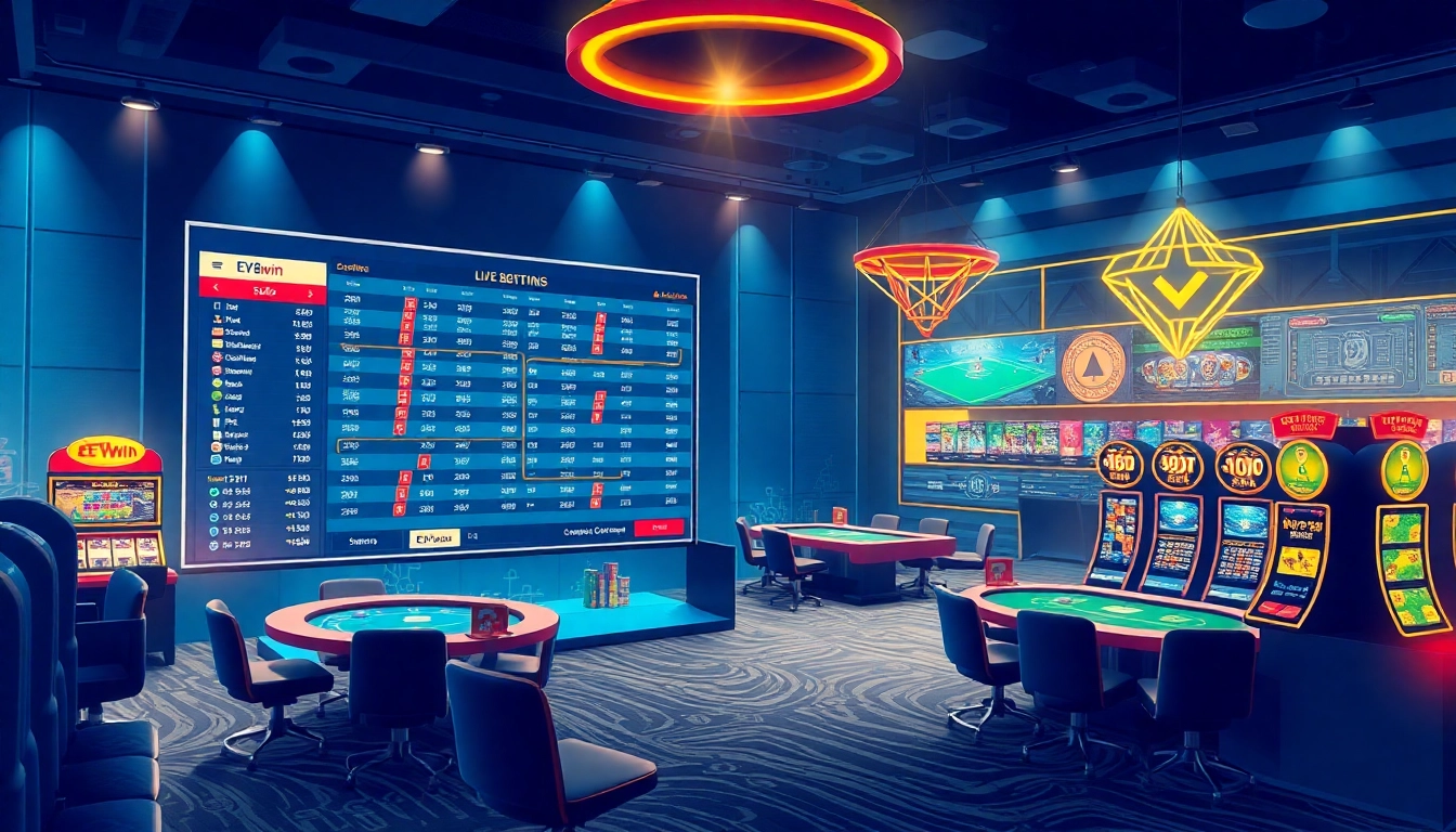 Interactive online gaming interface depicting EV88win.live's sports betting and casino services.
