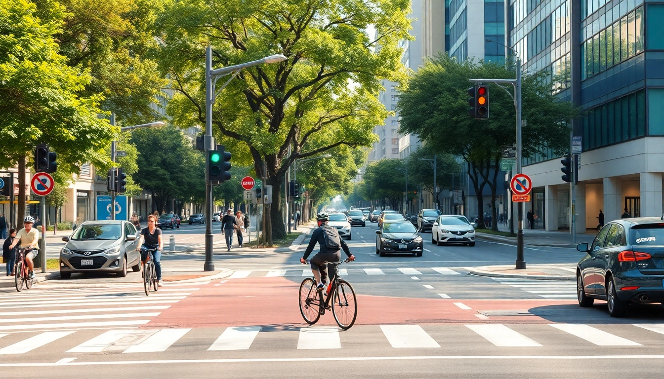 IA +18 intersection bicycle box showcasing urban cycling safety and vibrant city life.