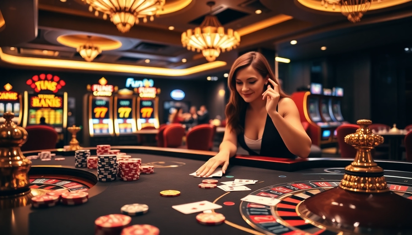 Engage in thrilling gameplay at Fun88.com with poker chips and a roulette wheel.