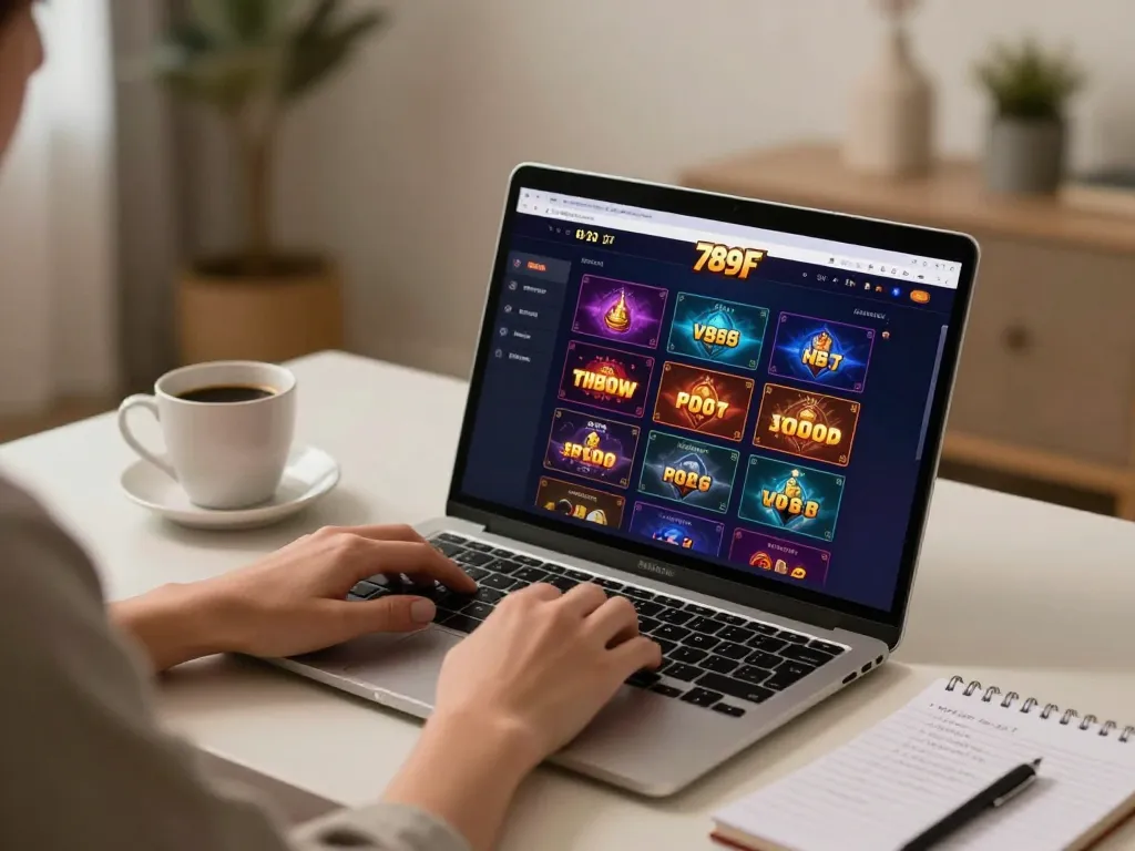 Experience thrilling gameplay at 789F online casino on a stylish laptop setup.