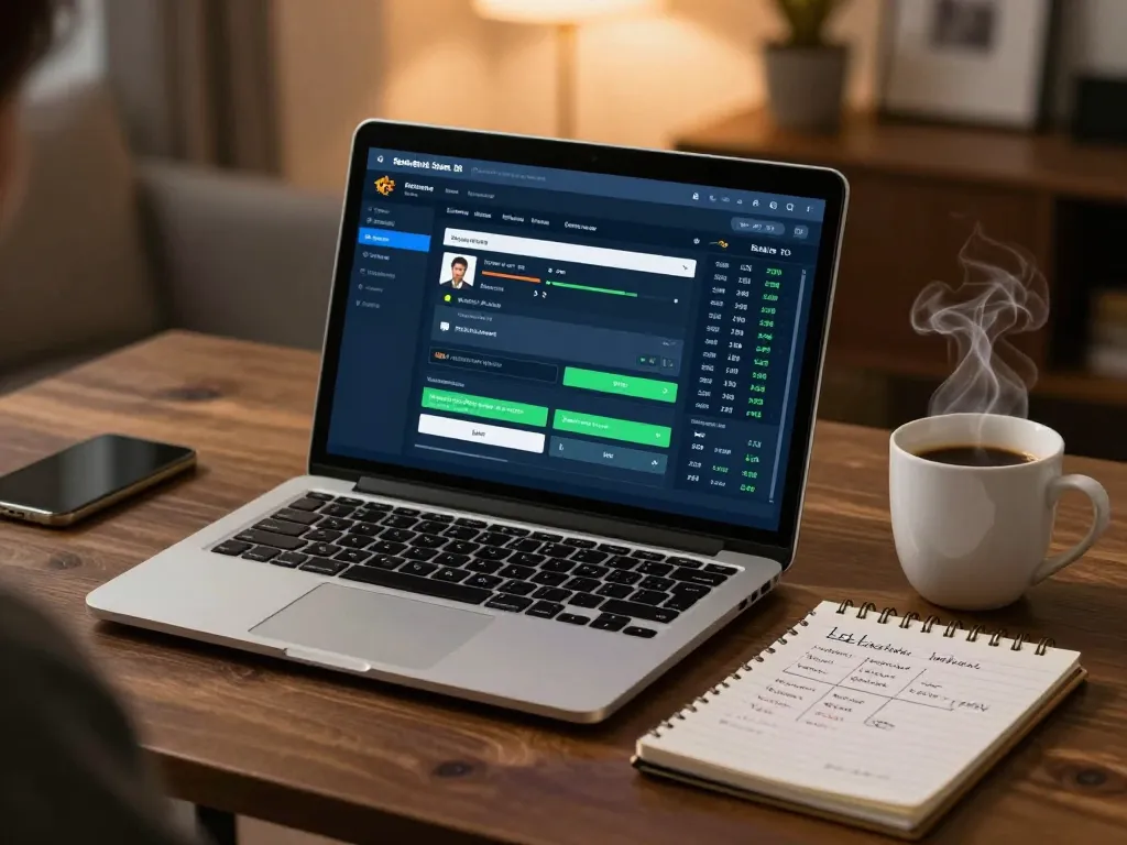 Engaging in online sports betting at https://sky88live.com/ with a laptop setup showing real-time odds and strategies.