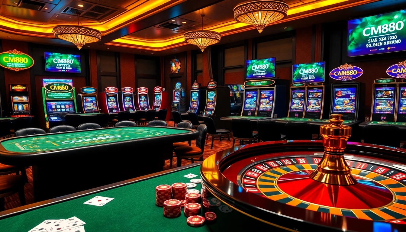 Experience excitement at the cm888 online casino with vibrant poker tables and luxurious slot machines.
