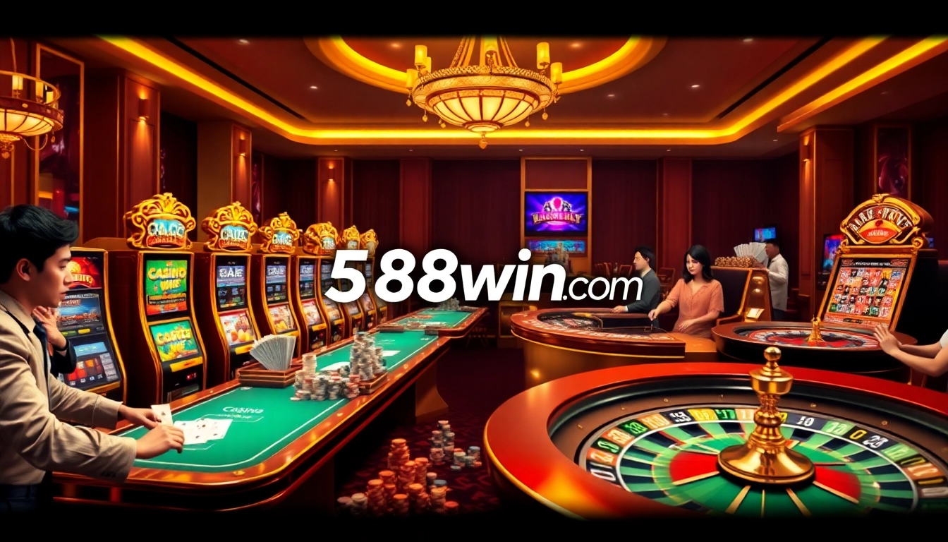 Experience the excitement of online gambling at 58win com with vibrant casino tables and slot machines.