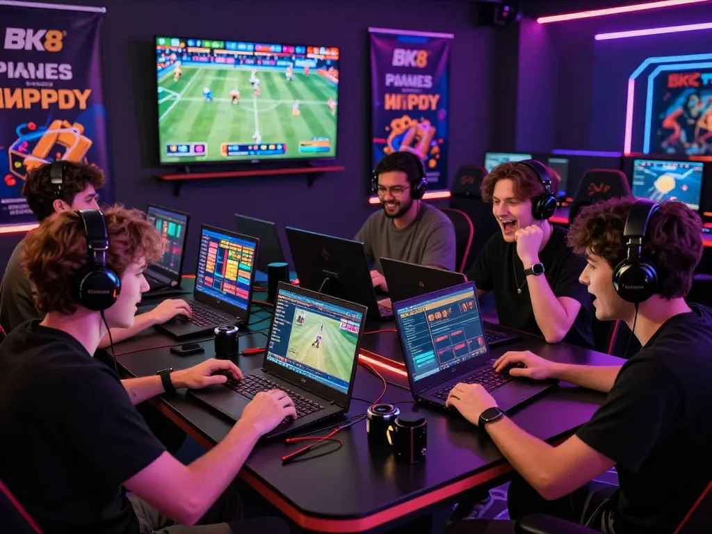 Players enjoying the BK8 gaming platform, showcasing excitement and diverse options in online gambling.