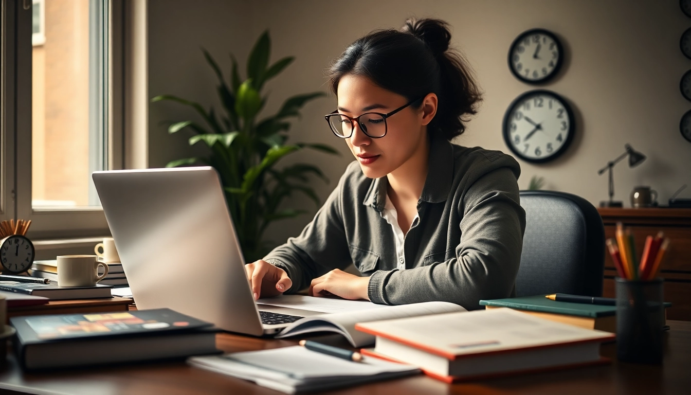 Individuals seeking to pay someone to take GRE for them study focused in a serene home office.