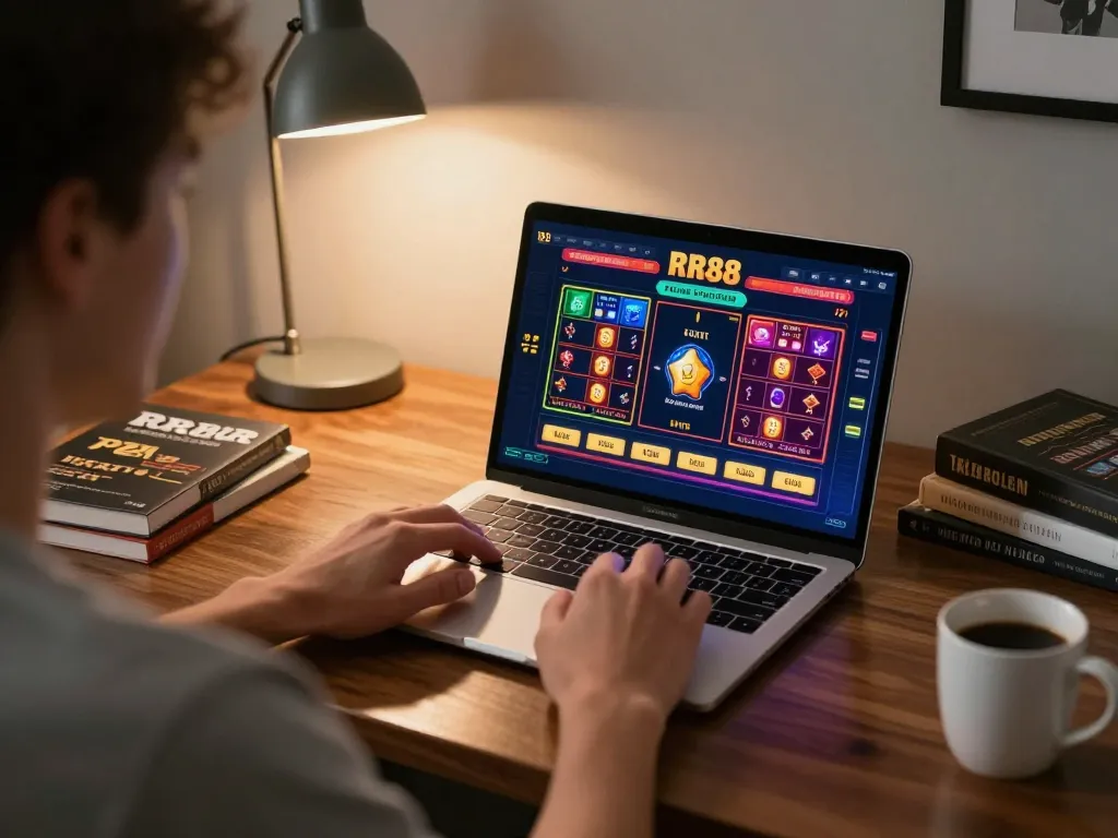Engaging in online gaming at RR88 with a captivating casino interface and strategic betting notes