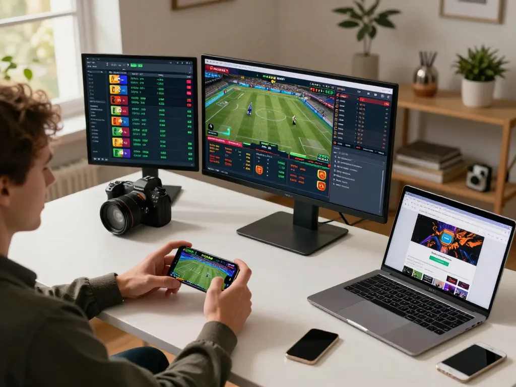 X88 user engaging in mobile sports betting with smartphone displaying betting odds and online game interface