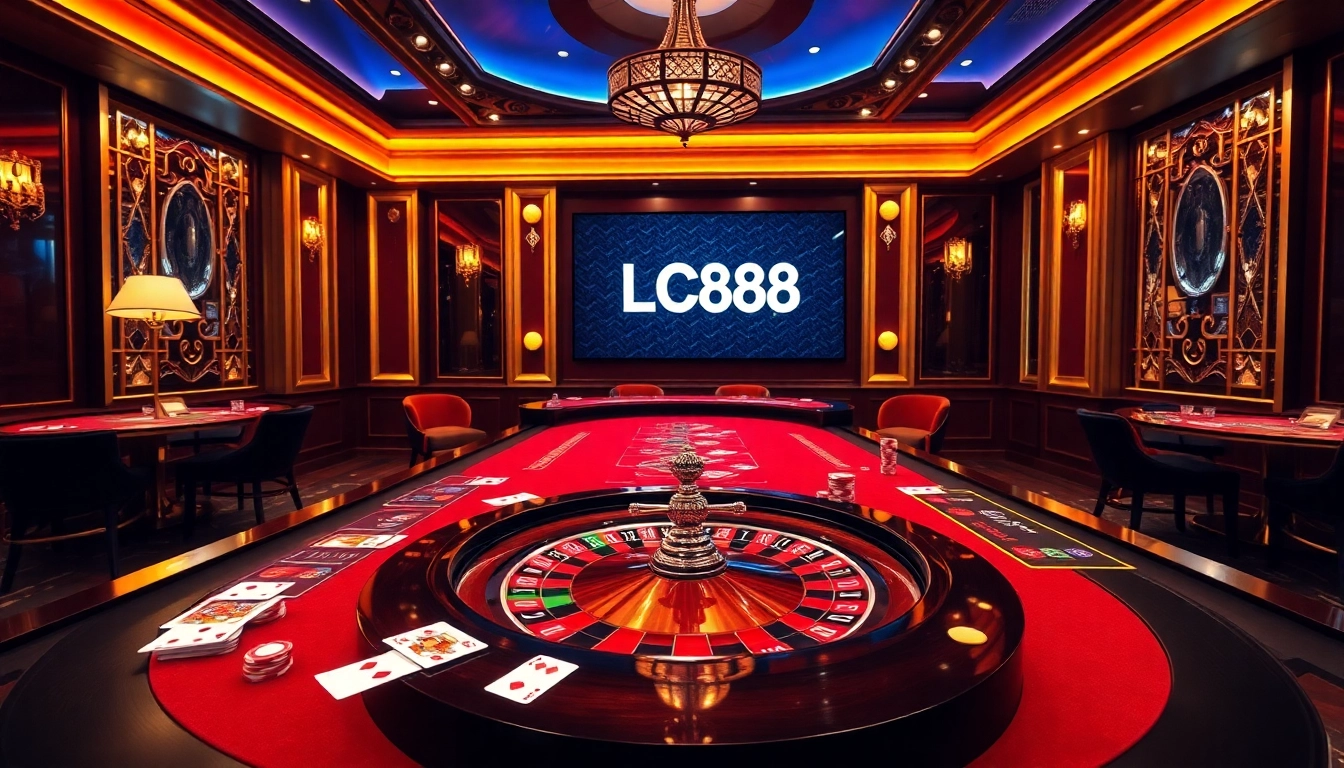 The vibrant gaming table at https://lc88.art/ showcases colorful chips and a roulette wheel, inviting players to the experience.