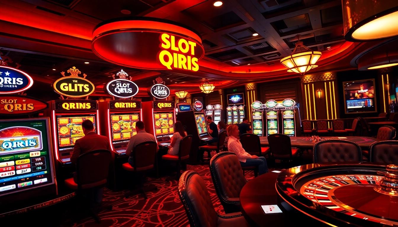Engaging players using slot qris payment options in a luxurious casino setting filled with vibrant slot machines.