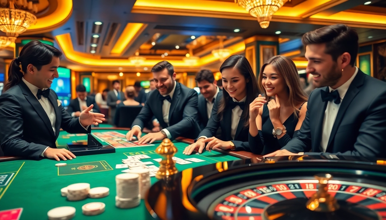 Experience the excitement of TG88 CASINO with professional dealers and engaging gameplay at an elegant casino table.