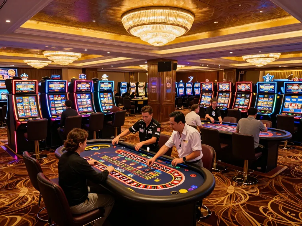 Experience the excitement of gameplay at GG88com with vibrant slot machines and engaging roulette table