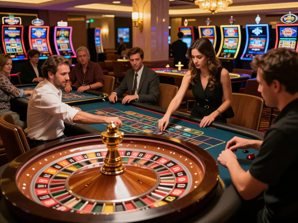 Exciting roulette game with players at a casino table showcasing F168's strategic gameplay.