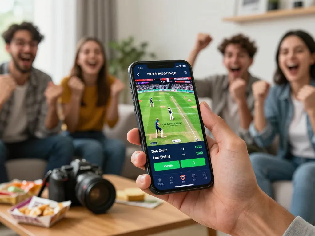 Engaged bettor placing live bets during a cricket match on Joya9 for an exciting experience.