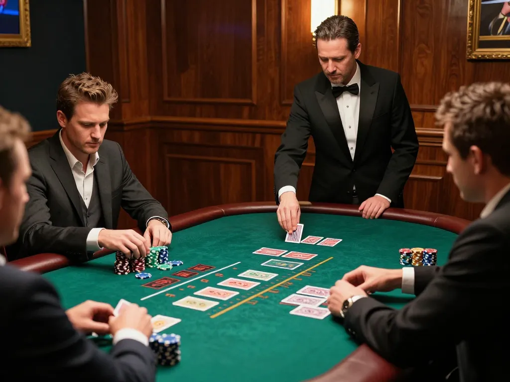 Players strategizing at 123b blackjack table with vibrant atmosphere and professional gameplay.