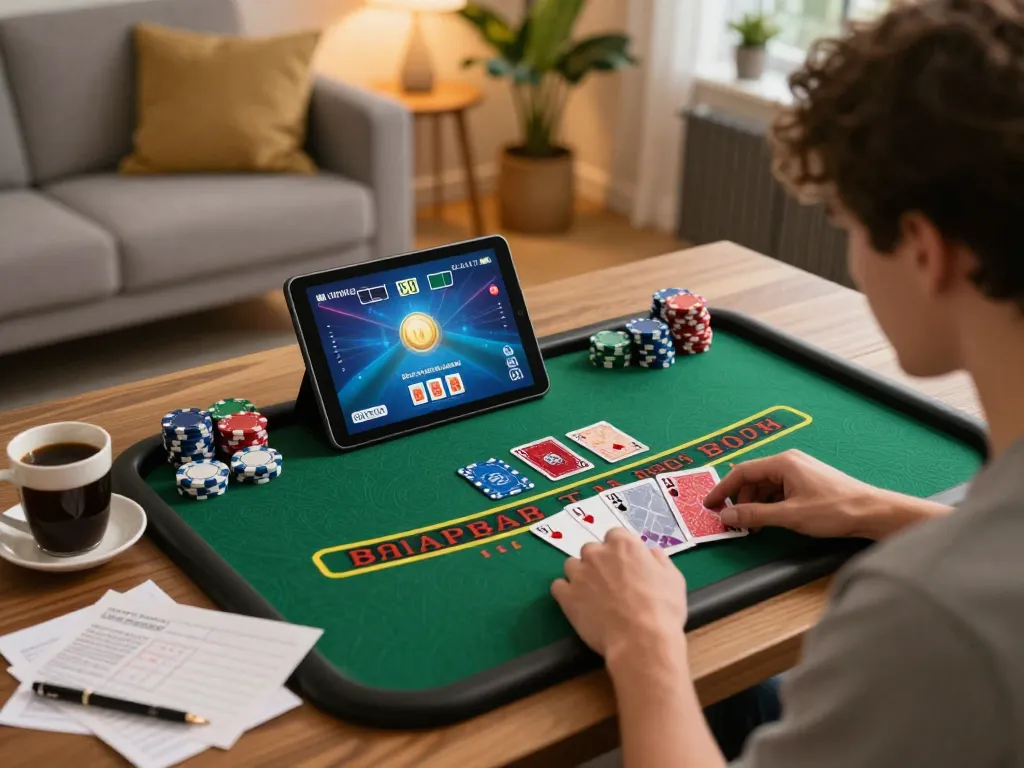 Experience tg88's thrilling online blackjack game in a cozy home setting with engaging gameplay