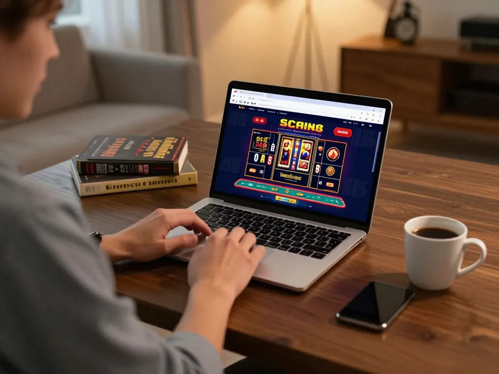 Person enjoying the thrill of online gaming on the SC88 platform from a cozy home setup with coffee nearby.