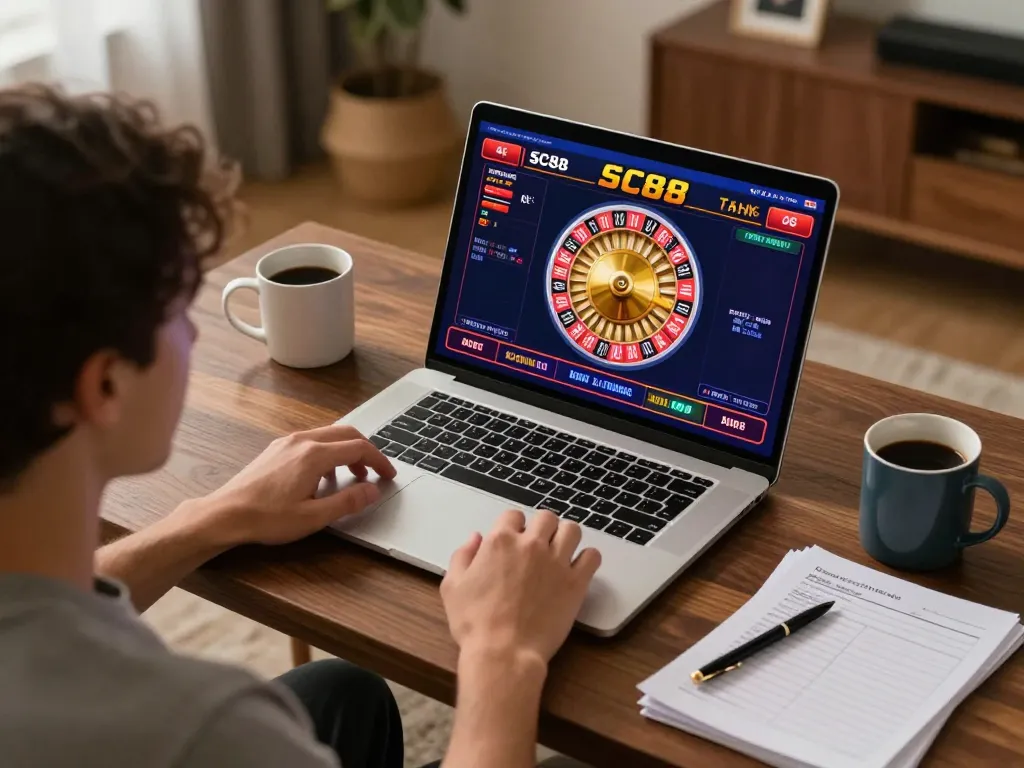Engaging in SC88 online casino games at home with a dynamic casino setup.