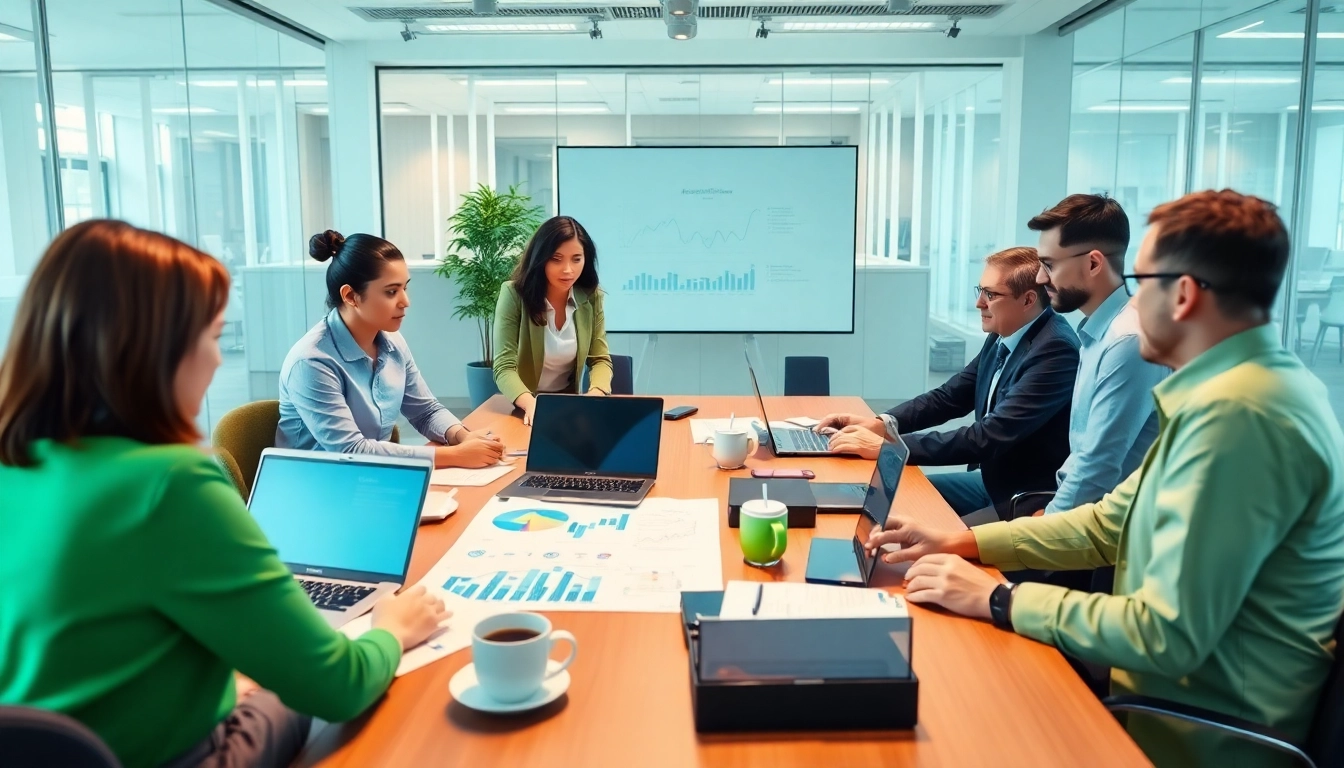 Collaborative Acquisition Planning strategy session with diverse professionals in a modern office.