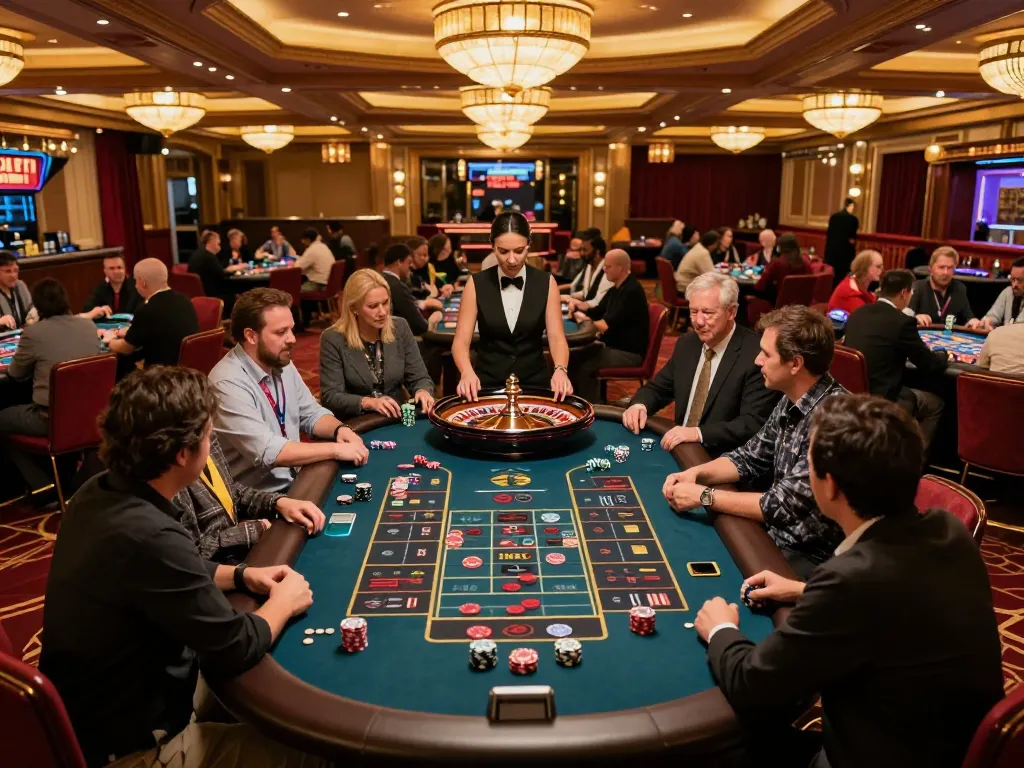Players enjoying an exciting game at 789win's vibrant casino, showcasing roulette table action