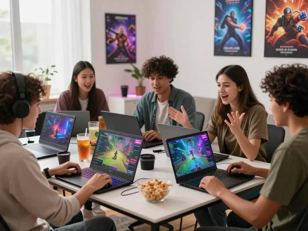 Friends enjoying a gaming session on 789club, showcasing excitement and camaraderie in a modern setup.