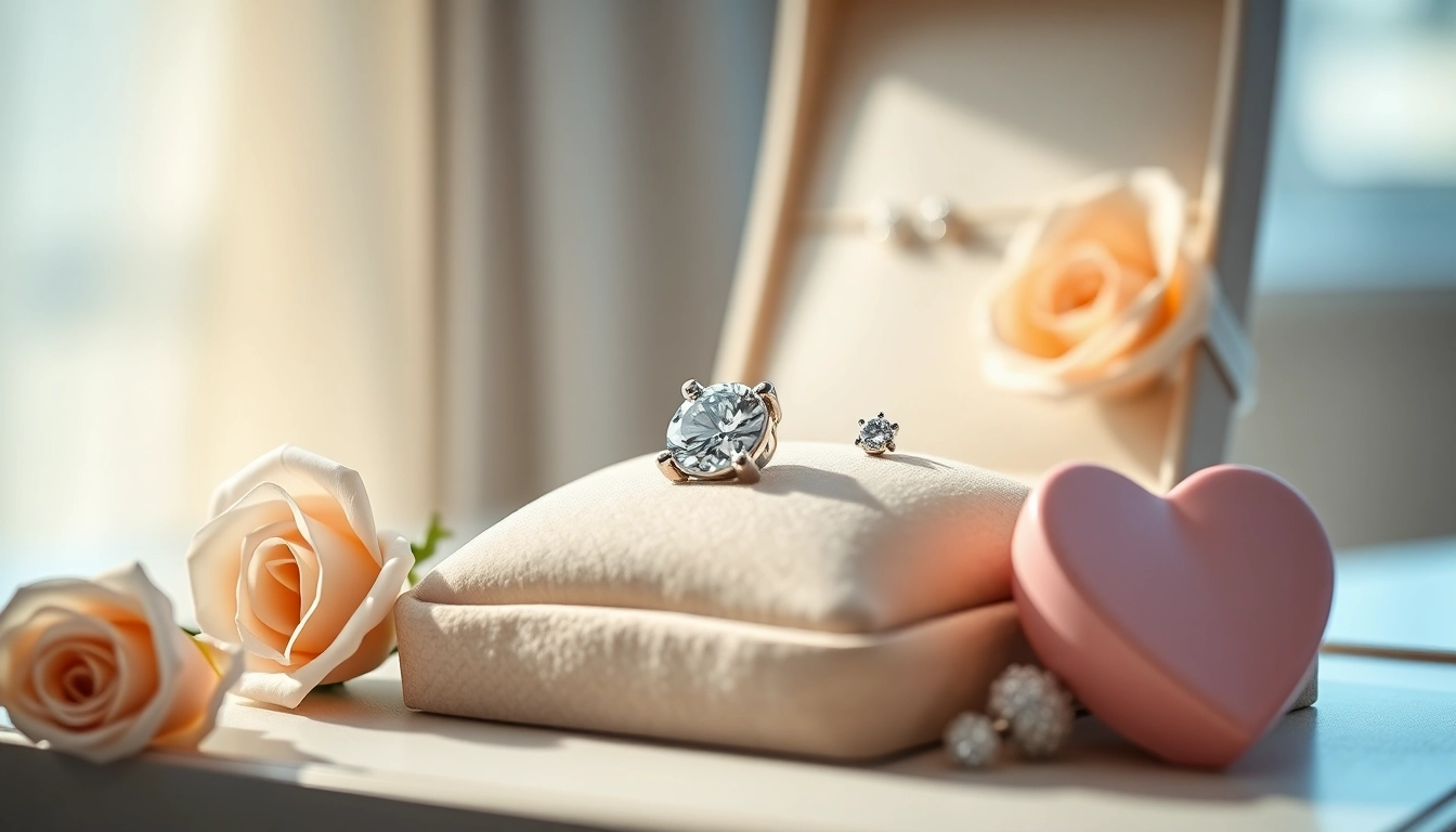 Diamond cartilage piercings Valentine’s Day gift beautifully displayed in a luxurious showcase.