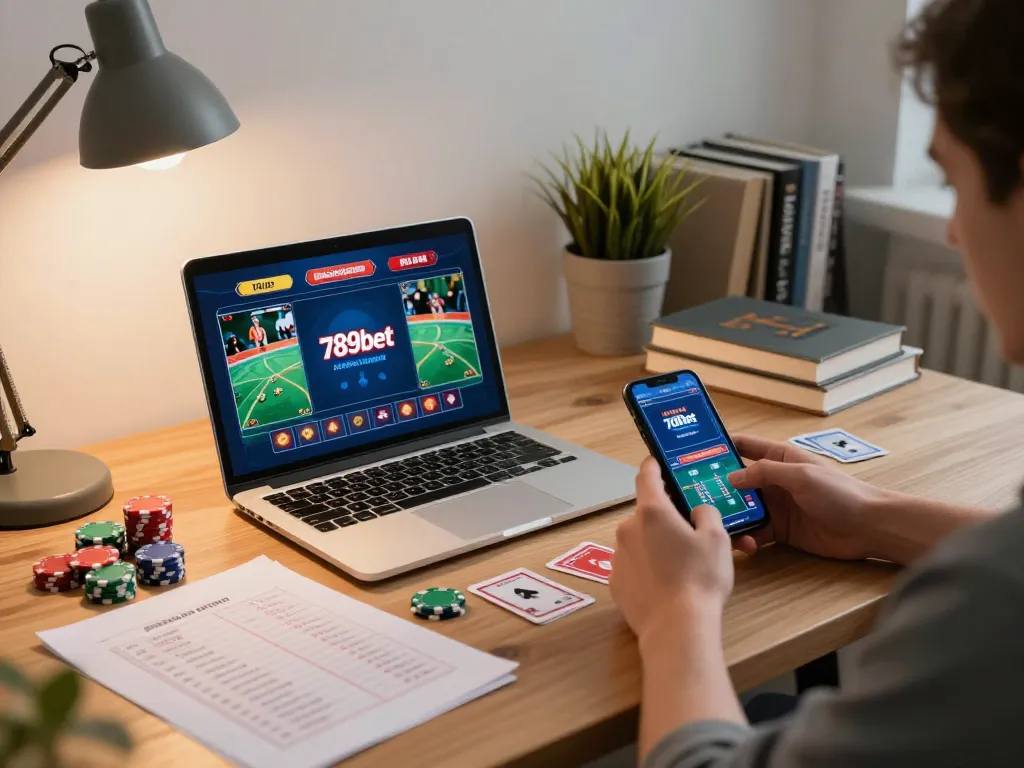 Engaged user actively placing bets on 789bet while analyzing strategies in a modern home office setting