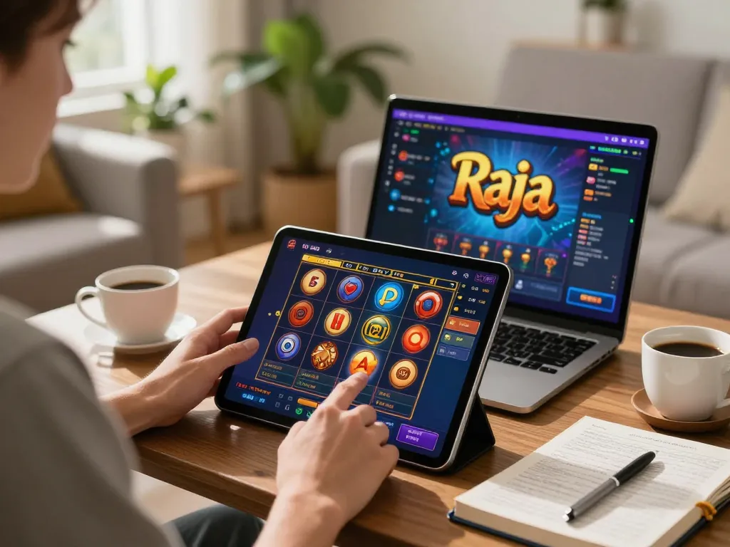 Player winning on raja slot app during a cozy morning gaming session
