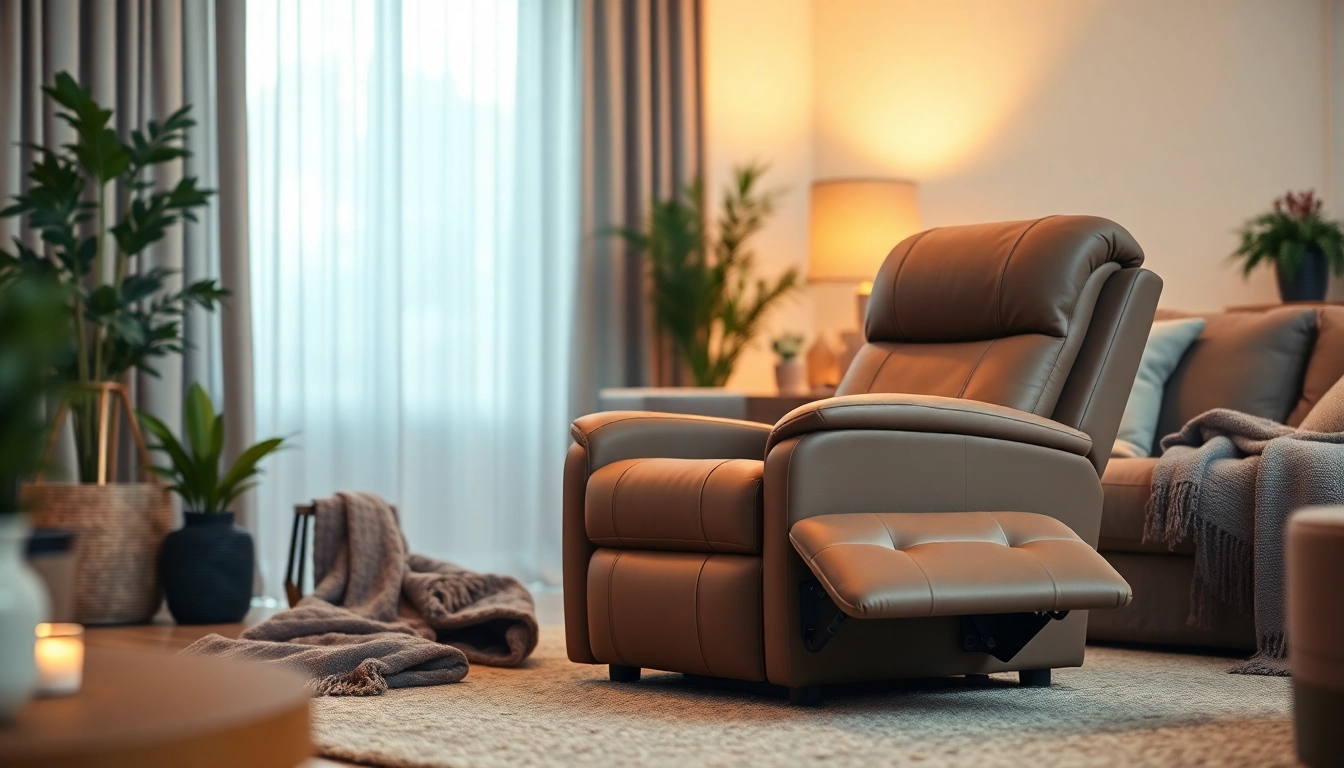 Discover the comfort of a recliner chair with massage and heat in a cozy living room setting.