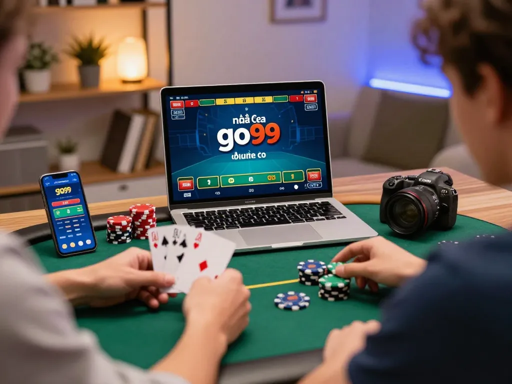 Engaging gameplay at nhà cái go99 with a player actively strategizing in their cozy home.