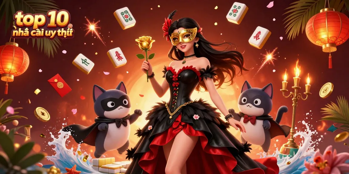 Engage with top 10 nhà cái uy tín through a vibrant and detailed casino scene showcasing the glamour of online gambling.