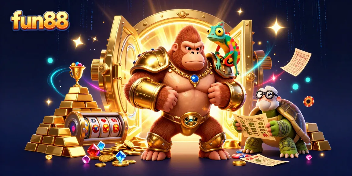Fun88 offers a thrilling experience with a powerful gorilla, a chameleon companion, and lots of casino treasures.
