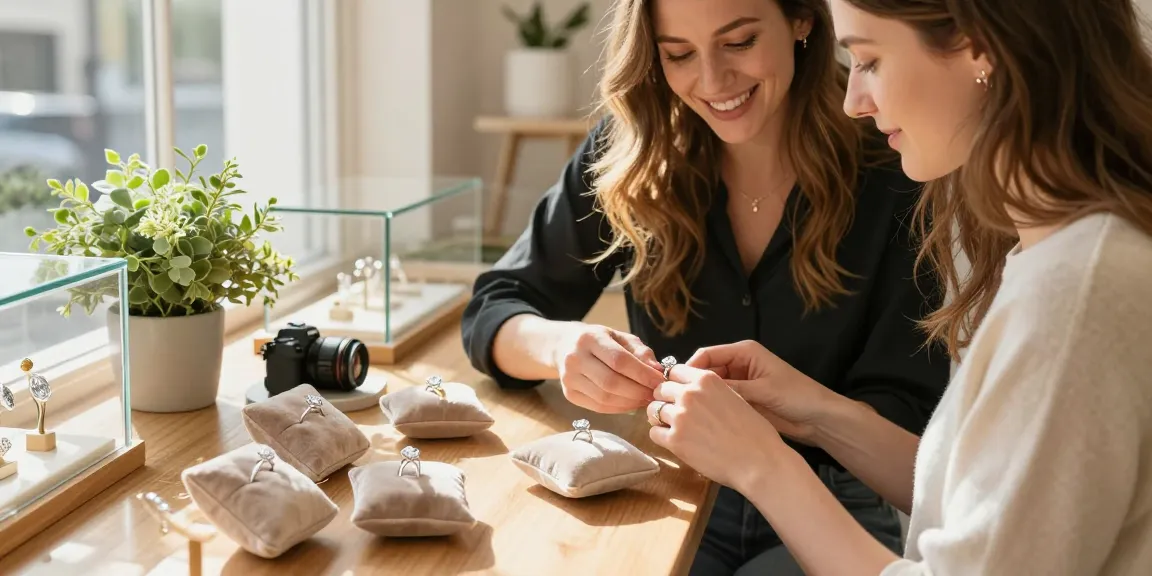 Lab grown engagement rings UK displayed elegantly in a boutique, featuring stunning diamond options.