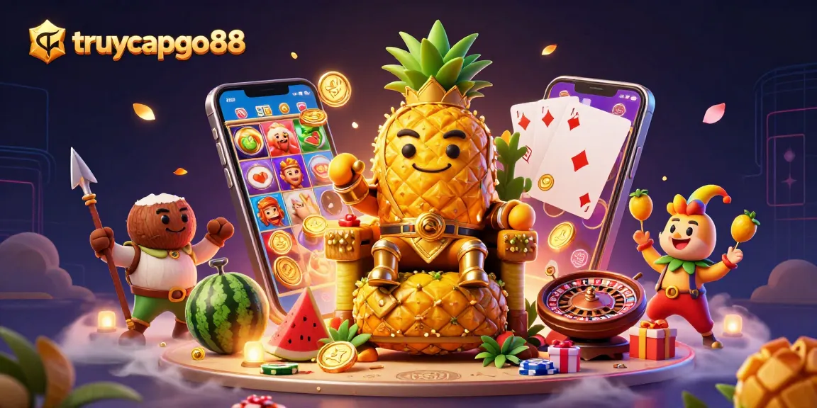 Engage with thrilling games at truycapgo88, where the golden pineapple king rules a vibrant beach casino packed with excitement.